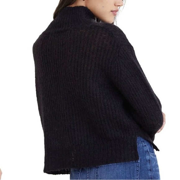 NWT BELLA DAHL Brea A-line Black Turtleneck Kid Mohair & Wool Blend Sweater Sz M - Picture 2 of 7